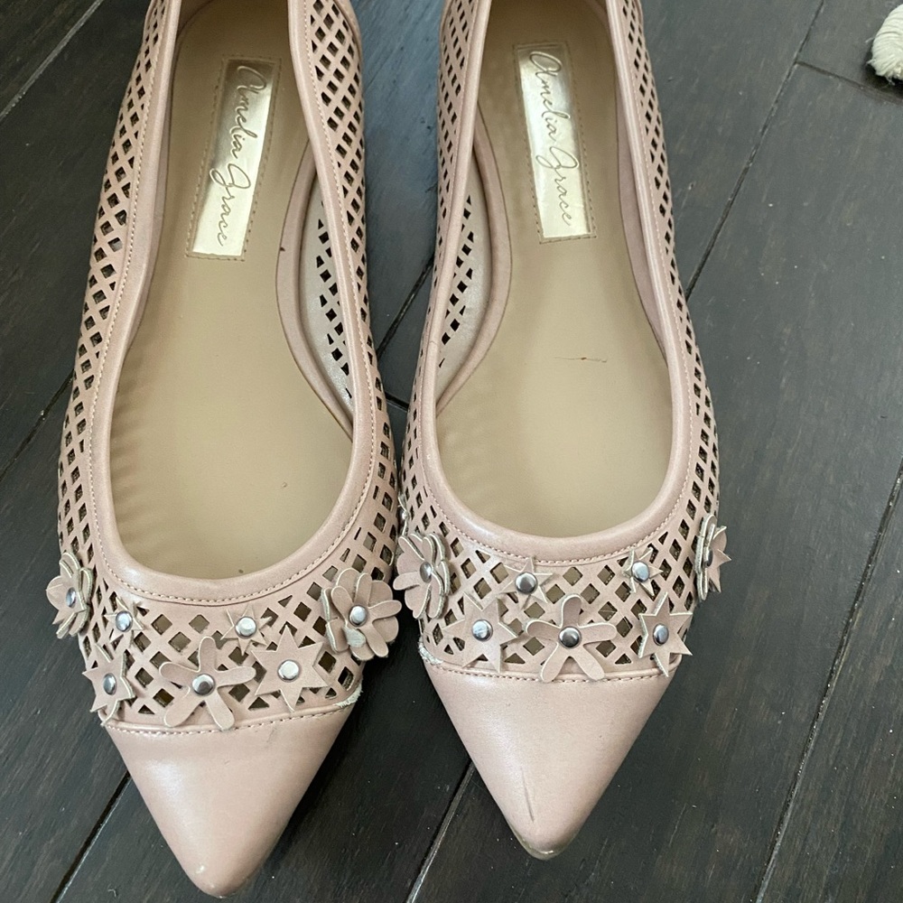 Lightly worn pointed toe flats size 8